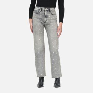 FRAME Le Jane Crop Studded Straight Leg Jeans Subculture Size 32 NEW NWT